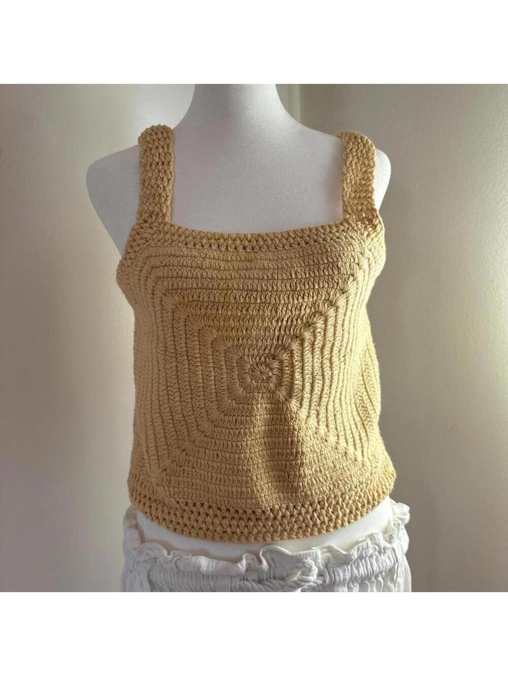 ZARA Crochet Knit Tank Top β Butter Yellow (New with Tags, Size M)